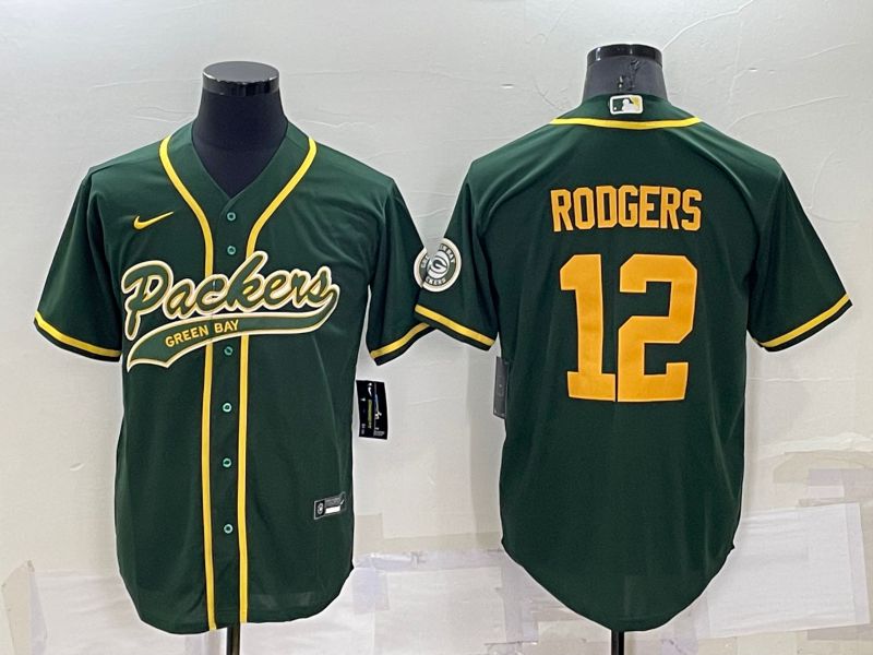 Men Green Bay Packers #12 Rodgers Green Nike Co branded NFL Jersey